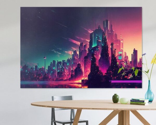 Timelapse in a night city #2, vaporwave, retro-futurism by Hive Arts Studio on canvas, poster, wallpaper and more impression 2754078357717336432