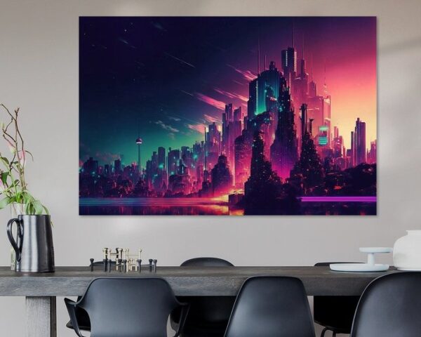 Timelapse in a night city #2, vaporwave, retro-futurism by Hive Arts Studio on canvas, poster, wallpaper and more impression 5324037640462857628