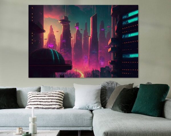 Timelapse in a night city #3, vaporwave, retro-futurism by Hive Arts Studio on canvas, poster, wallpaper and more impression 3918146020116221445