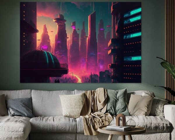 Timelapse in a night city #3, vaporwave, retro-futurism by Hive Arts Studio on canvas, poster, wallpaper and more impression 4198690039810618421