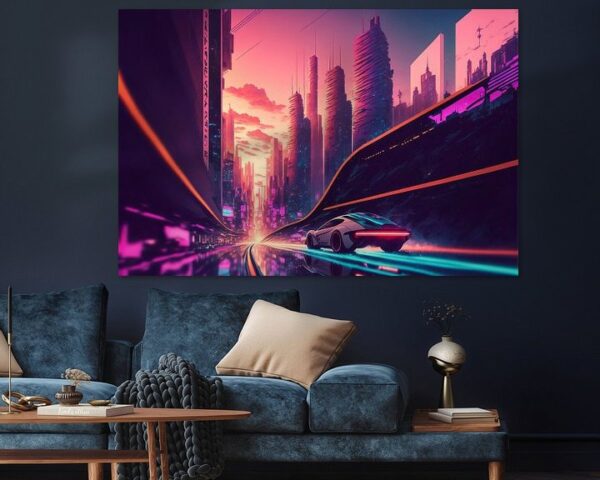 Cyber-Speed, Hyper-Lapse, Vaporwave von Hive Arts Studio auf Leinwand, Poster, Tapete und mehr Eindruck 2223337554698304243