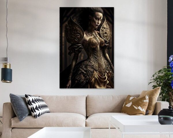 Fashion, Avant Garde, Witch in Golden Wedding Dress by Hive Arts Studio on canvas, poster, wallpaper and more impression -2632182829763959448