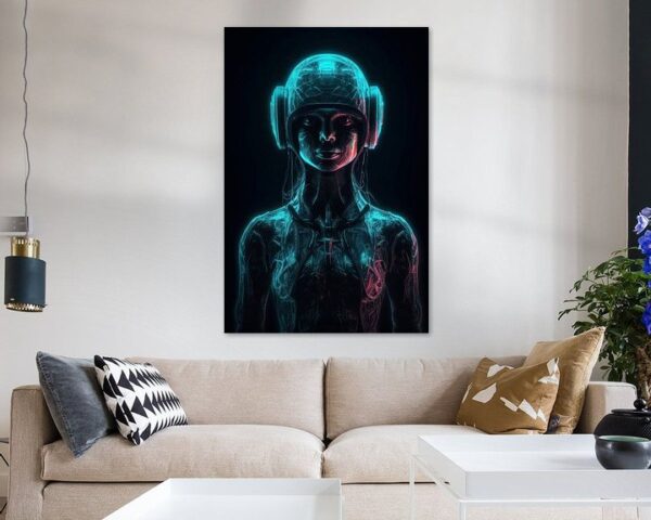 Futura Femme: A Symphony in Neon by Hive Arts Studio on canvas, poster, wallpaper and more impression -3603147389984352570