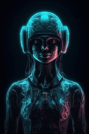 Futura Femme: A Symphony in Neon by Hive Arts Studio on canvas, poster, wallpaper and more impression ff4e4e3c1354