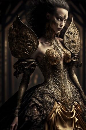 Fashion, Avant Garde, Witch in Golden Wedding Dress by Hive Arts Studio on canvas, poster, wallpaper and more impression d7dce17da706