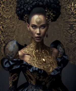 Fashion, Avant Garde, Golden Wedding Dress #2 by Hive Arts Studio on canvas, poster, wallpaper and more impression 4ea51b1ac1e3