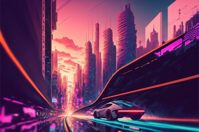Cyber-speed, hyper-lapse, vaporwave by Hive Arts Studio on canvas, poster, wallpaper and more impression 89b8efe09be2