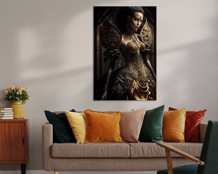 Fashion, Avant Garde, Witch in Golden Wedding Dress by Hive Arts Studio on canvas, poster, wallpaper and more impression d844b50f5747
