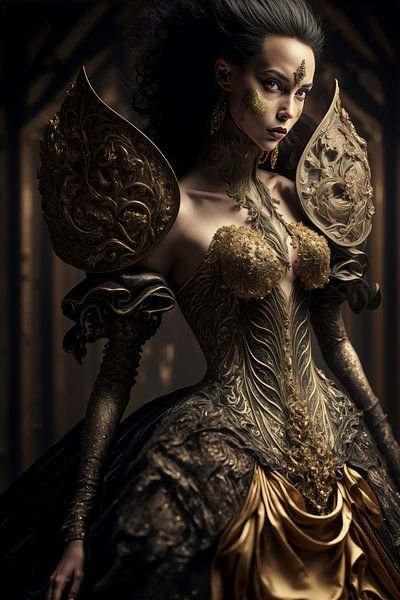 Fashion, Avant Garde, Witch in Golden Wedding Dress by Hive Arts Studio on canvas, poster, wallpaper and more impression fea0f28aa342