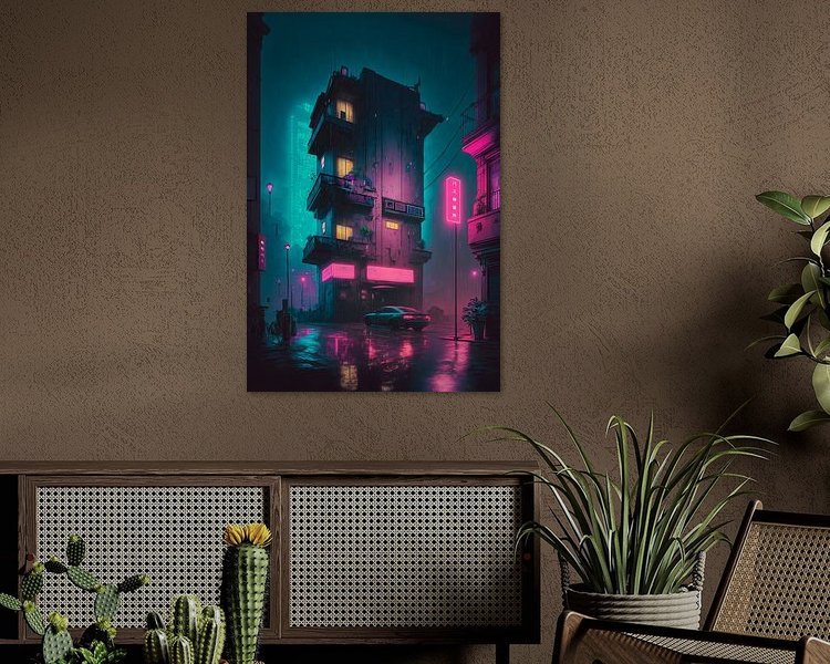 Lonely Building, vaporwave by Hive Arts Studio on canvas, poster, wallpaper and more impression 9fbd6968bf77