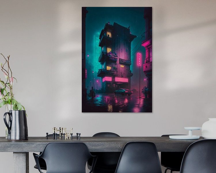 Lonely Building, vaporwave by Hive Arts Studio on canvas, poster, wallpaper and more impression b87fc3aec6e8