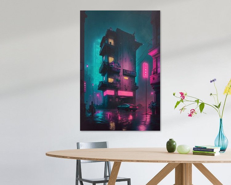 Lonely Building, vaporwave by Hive Arts Studio on canvas, poster, wallpaper and more impression f3c52a91cdb5