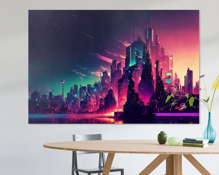 Timelapse in a night city #2, vaporwave, retro-futurism by Hive Arts Studio on canvas, poster, wallpaper and more impression 68f4fcf97bd2