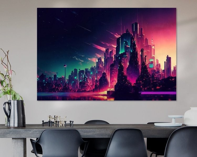 Timelapse in a night city #2, vaporwave, retro-futurism by Hive Arts Studio on canvas, poster, wallpaper and more impression a4fce72c8f9c