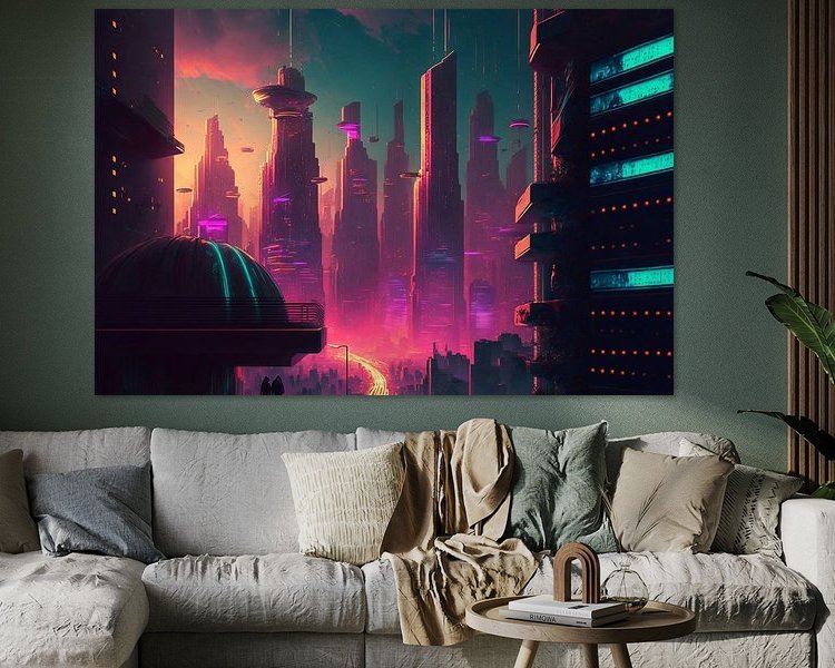 Timelapse in a night city #3, vaporwave, retro-futurism by Hive Arts Studio on canvas, poster, wallpaper and more impression 11c750d187b5