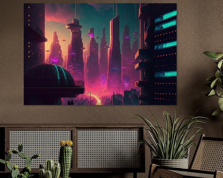 Timelapse in a night city #3, vaporwave, retro-futurism by Hive Arts Studio on canvas, poster, wallpaper and more impression ba9413f4acc9
